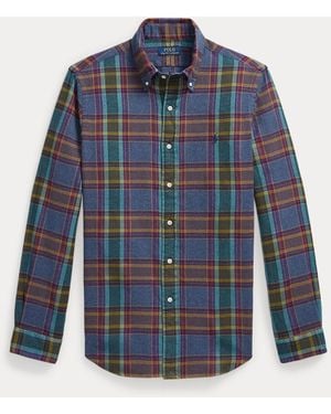 Polo Ralph Lauren Kariertes Custom-Fit Flanellhemd - Blau