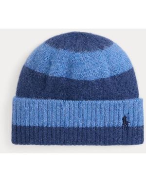 Polo Ralph Lauren Brushed Wool Striped Beanie - Blue