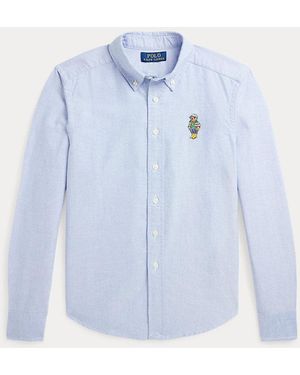 Polo Ralph Lauren Ralph Lauren Boy's Polo Bear Cotton Oxford Shirt - Blue