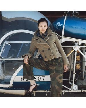 RRL Abrigo Marinero Corto Tejido A Mano - Azul