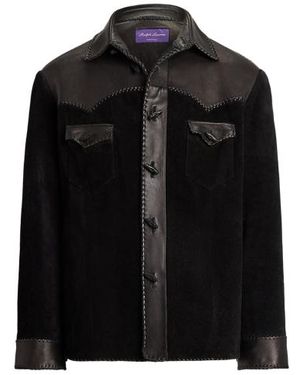Ralph Lauren Giacca a camicia western in camoscio - Nero