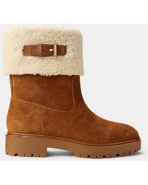 Ralph Lauren Stivaletti Allyson shearling e camoscio - Marrone