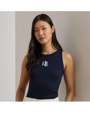 Ralph Lauren Ralph Lauren Logo-Embroidered Stretch Cotton Tank Top - Blue