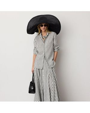 Ralph Lauren Shamus Striped Linen Maxi Skirt - Black