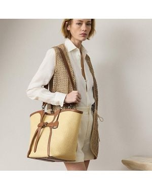 【編みの美しさが際立つ】Ralph Lauren Braided Raffia Tote Shop Ralph Lauren Collection - Large The Ralph Braided