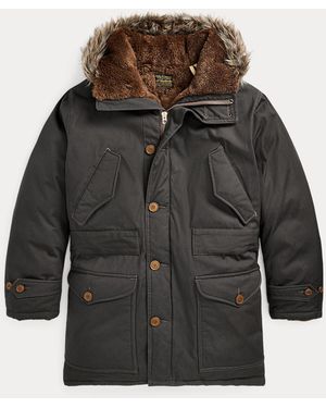 RRL Faux Fur-Trim Oilcloth Parka - Grey