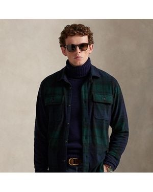 Ralph Lauren Plaid Knit Flannel Overshirt - Black