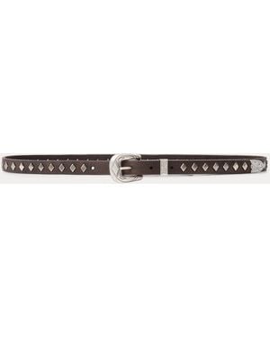 RRL Studded Leather Slim Belt - Natural