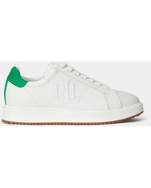 Ralph Lauren Ainsley Two-Tone Leather & Suede Sneaker - White