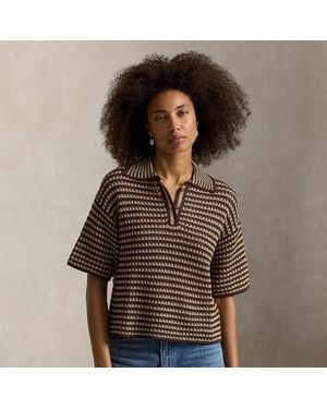 Polo Ralph Lauren Striped Knit Cotton Polo Shirt - Black