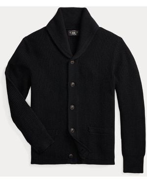RRL Cardigan sciallato effetto texture - Nero