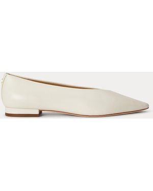 Ralph Lauren Audri Nappa Leather Ballet Flat - Natural