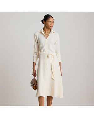 Ralph Lauren Double-Faced Georgette Belted Shirtdress - Natural