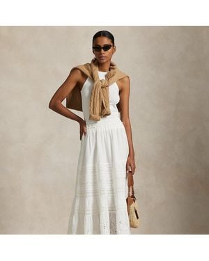 Ralph Lauren Lace-Trim Cotton Voile Skirt - Natural