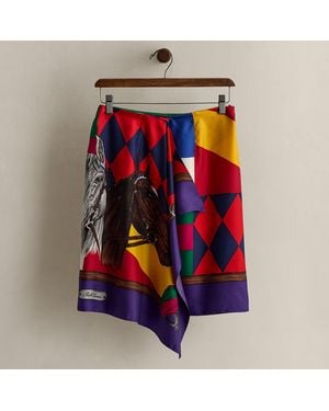 Ralph Lauren C. 1992 Print Silk Wrap Skirt - Red