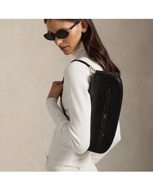 Ralph Lauren Clutch Bellport in pelle con patta lunga - Nero
