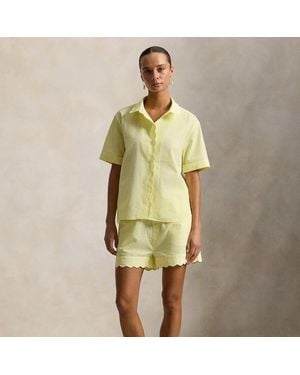 Polo Ralph Lauren Pijama De Sirsaca Con Pantalón Corto - Amarillo