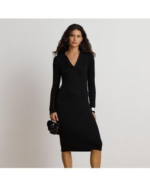 Ralph Lauren Cable-Knit Cotton-Blend Jumper Dress - Black