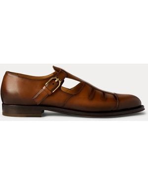Ralph Lauren Burnished Calfskin Fisherman Sandal - Brown