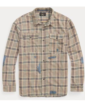 RRL Repaired Plaid Twill Workshirt - Natural