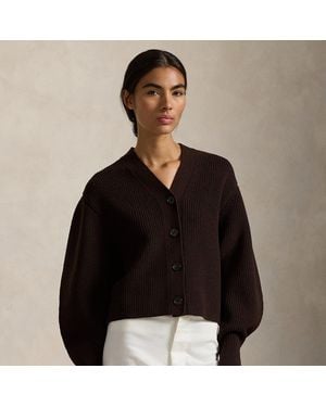 Polo Ralph Lauren Ribbed Wool-Blend Shaped Cardigan - Brown