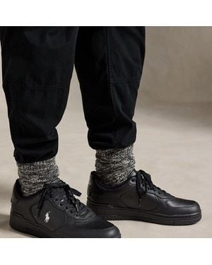 Polo Ralph Lauren Masters Court Embroidered-pony Leather Trainers - Black