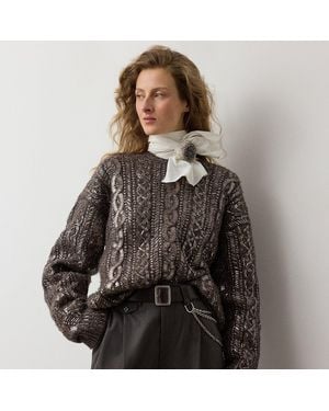 Ralph Lauren Woll-Kaschmir-Pullover Mit Zopfmuster - Braun