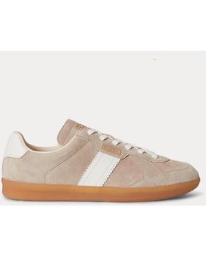 Ralph Lauren Field Court 100 Leather-Suede Trainer - Natural