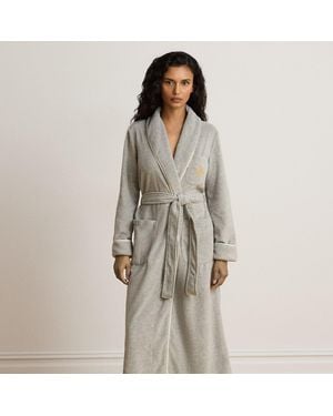 Ralph Lauren Bata Larga De Microfelpa Con Cuello Chal - Gris