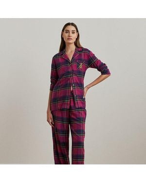 Ralph Lauren Pigiama in twill a spina di pesce - Rosso