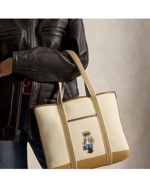 Polo Ralph Lauren Small Canvas Polo Bear Shopper Tote - Natural