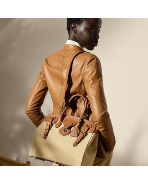 Ralph Lauren Sac Soft Ricky 33 Toile Et Vachette - Neutre