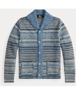 RRL Gestreifte Strickjacke - Blau