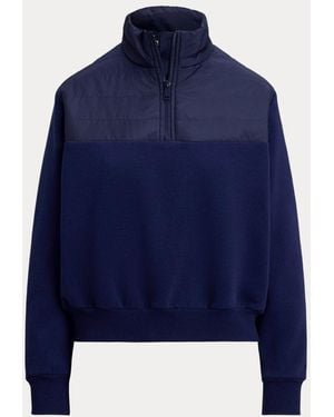 Ralph Lauren Quilted-Panel Fleece Mockneck - Blue