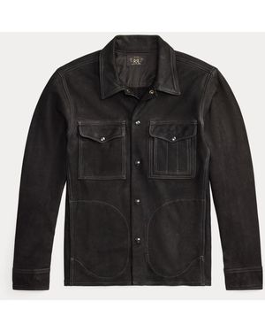 RRL Roughout Suede Workshirt - Black