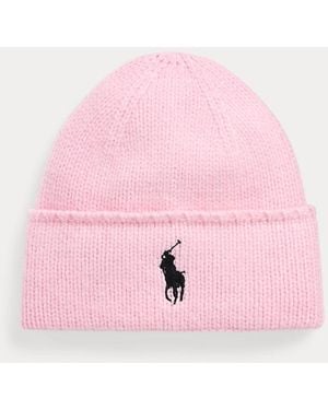 Ralph Lauren Pony Merino Wool Beanie - Pink