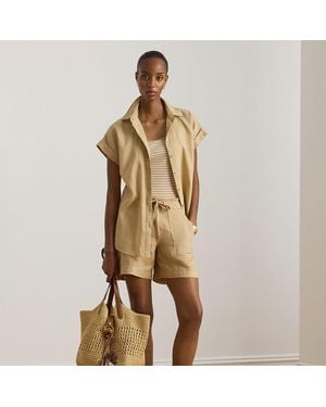 Ralph Lauren Linen Wide-Leg Drawcord Short - Natural