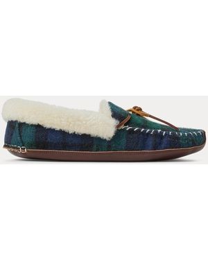 Polo Ralph Lauren Yarmond Plaid Shearling-Lined Slipper - Blue