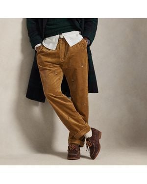 Ralph Lauren Whitman Relaxed Fit Embroidered Pant - Brown