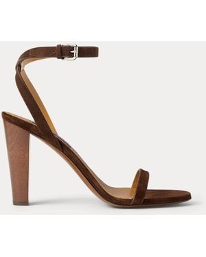 Ralph Lauren Sandalia Graison De Ante De Becerro - Marrón