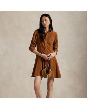 Polo Ralph Lauren Vestido Camisero De Pana De Algodón - Marrón