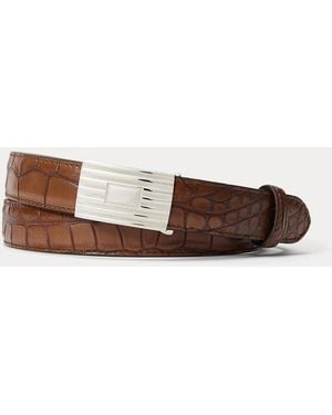 Ralph Lauren Sterling–Buckle Alligator Belt - Brown