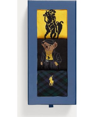 Polo Ralph Lauren Set Van 3 Paar Sokken Met Polo Bear - Blauw
