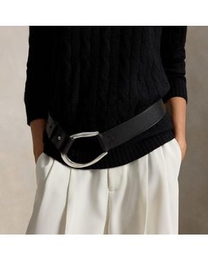 Polo Ralph Lauren Stirrup-Buckle Wide Leather Belt - Black