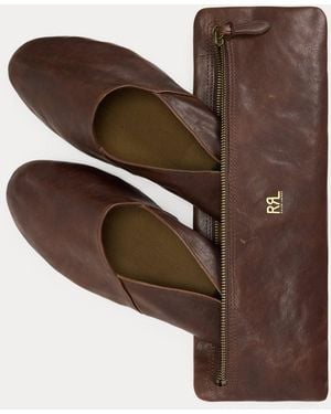 RRL Packable Leather Slipper - Brown