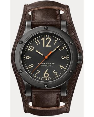 Ralph Lauren 42 Mm Verouderd Stalen Horloge - Zwart