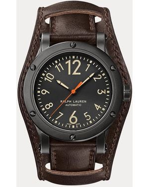 Ralph Lauren 42 Mm Aged Steel Watch - Black