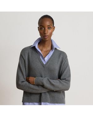 Ralph Lauren Melierter Lagenlook-Pullover Mit Knöpfen - Grau