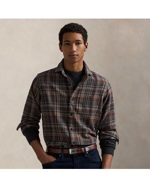 Ralph Lauren Classic Fit Plaid Brushed Flannel Shirt - Black