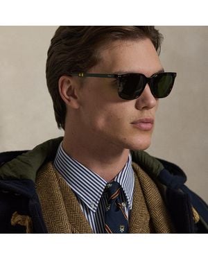 Polo Ralph Lauren Eckige Sonnenbrille Mit Rugbystreifen - Schwarz